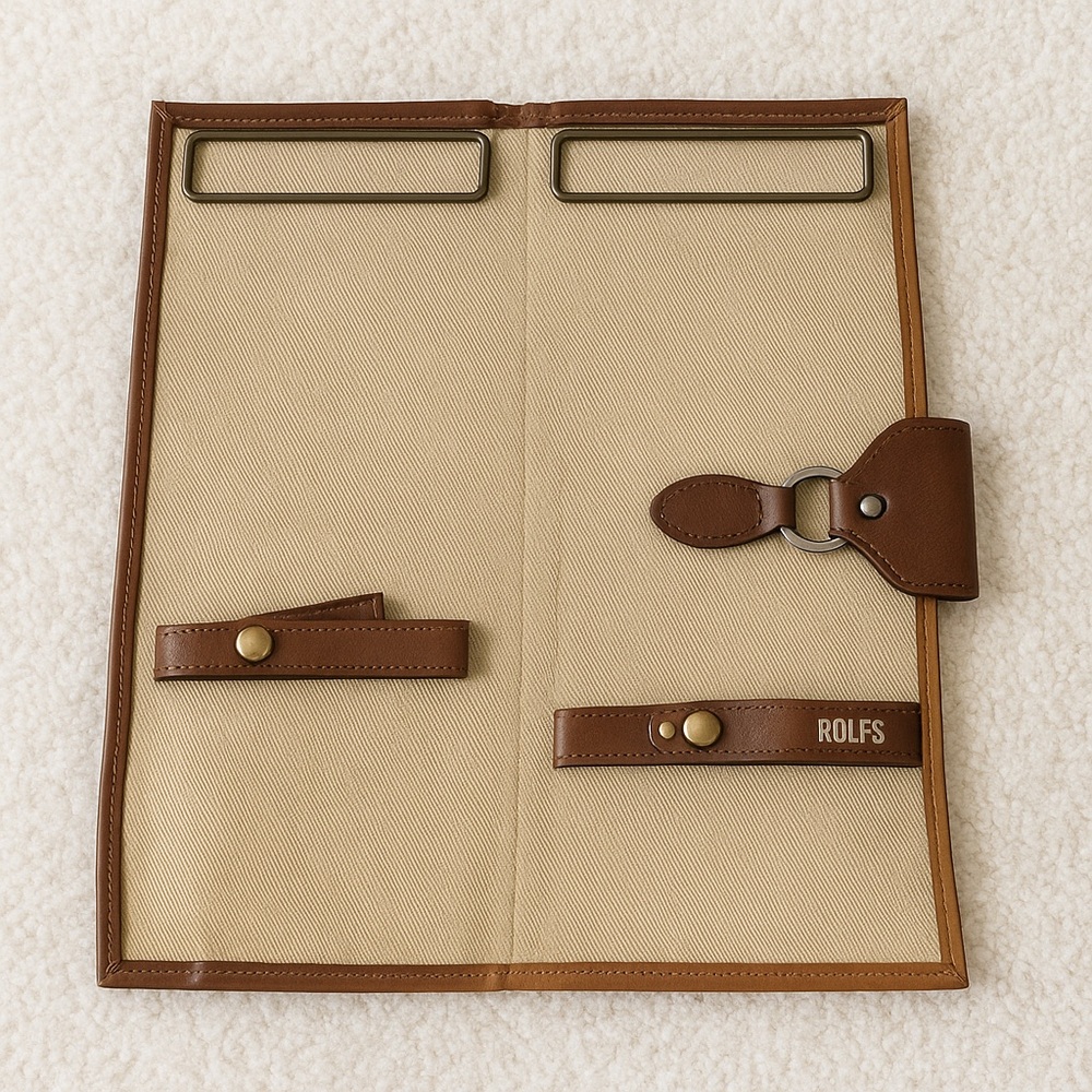 Rolfs Tan and Brown Vintage Tie holder travel case